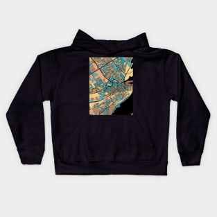 Quebec City Map Pattern in Mid Century Pastel Kids Hoodie